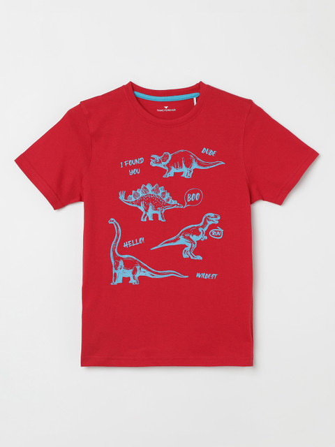 

Fame Forever by Lifestyle Boys Red & Blue Printed Round Neck T-shirt