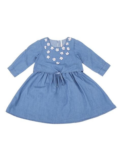 

Pantaloons Junior Girls Blue Embroidered Fit and Flare Dress