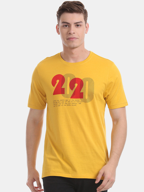 

Colt Men Yellow Printed Round Neck T-shirt