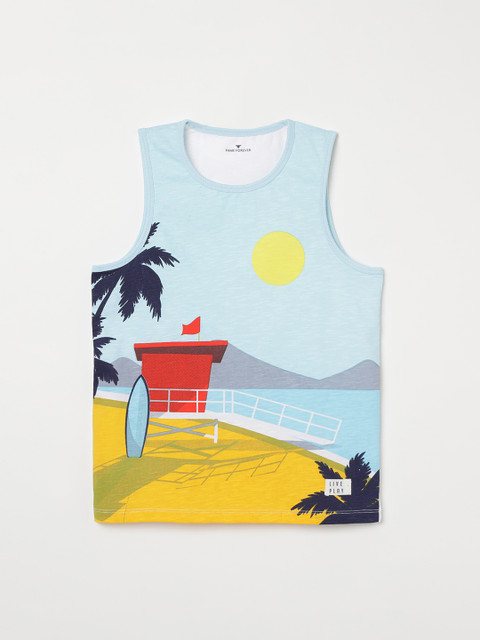 

Fame Forever by Lifestyle Boys Blue & Yellow Printed Round Neck T-shirt