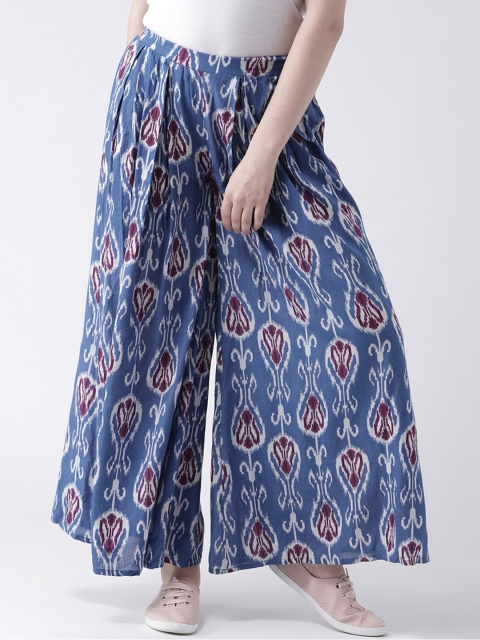 

DODO & MOA Women Blue & White Printed Flared Palazzos