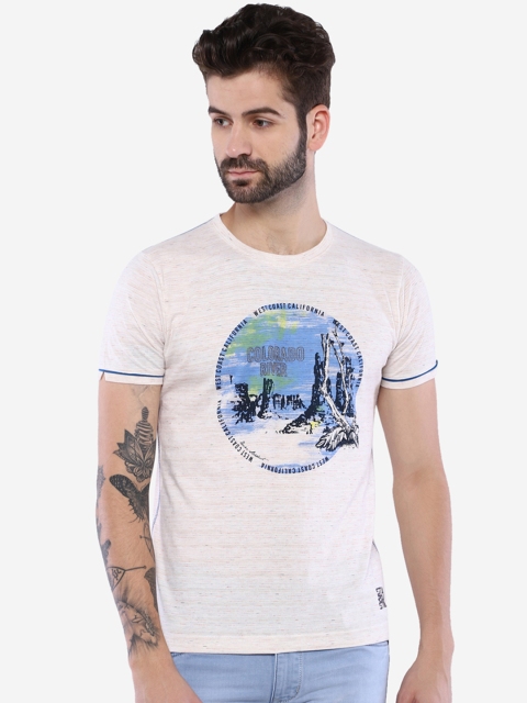 

Duke Men Off-White Printed Round Neck T-shirt