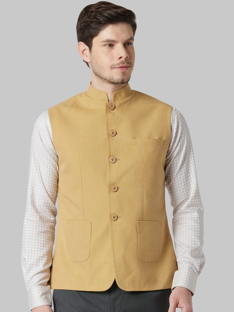 

Park Avenue Men Beige Solid Nehru Jacket
