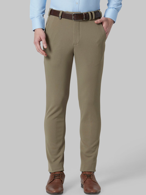 

Park Avenue Men Khaki Brown Regular Fit Solid Formal Trousers