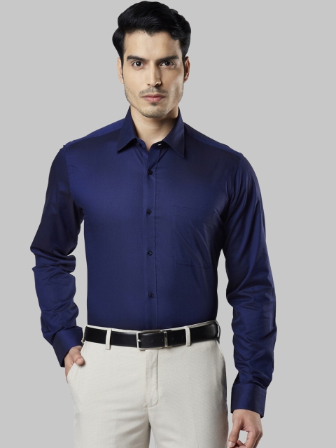 Raymond Men Navy Blue Regular Fit Solid Formal Shirt