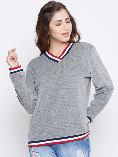 

Austin wood Women Grey Solid Sweatshirt