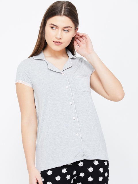 

Ginger by Lifestyle Women Grey Solid Sleep Shirt 8907362292543