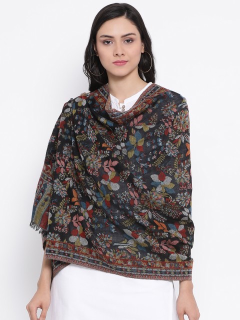 

SHINGORA Women Black Woven Design Stole