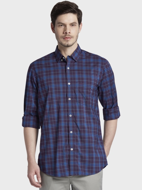 

ColorPlus Men Blue & Purple Tailored Fit Checked Casual Shirt