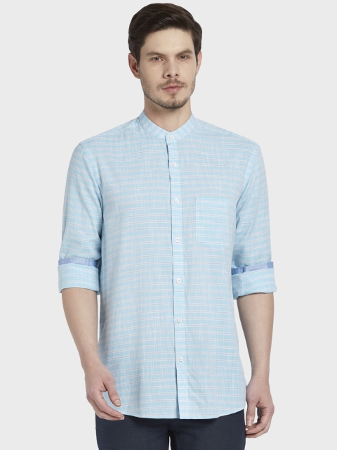 

ColorPlus Men Blue Tailored Fit Striped Casual Shirt