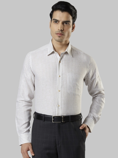 

Raymond Men Beige & White Regular Fit Striped Formal Shirt
