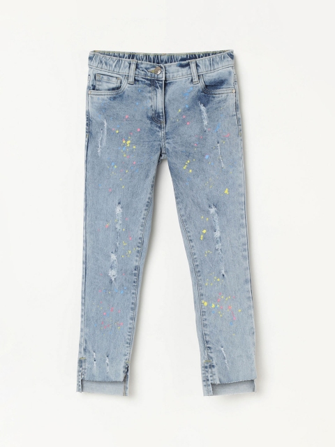 

Fame Forever by Lifestyle Girls Blue Slim Fit Mid-Rise Low Distress Jeans