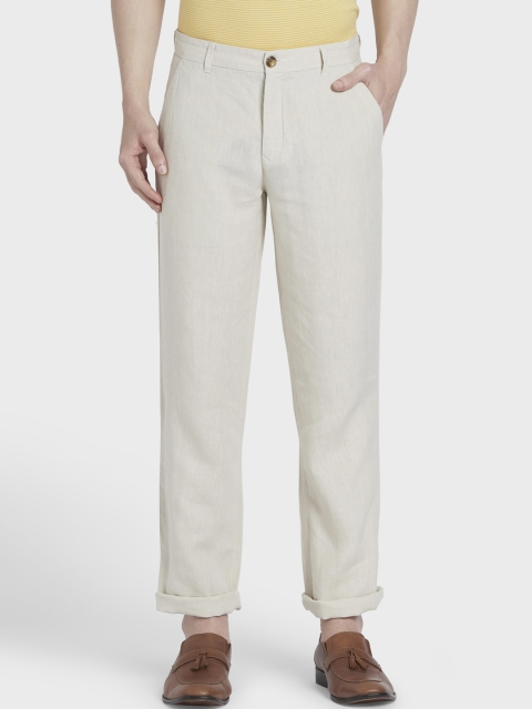 

ColorPlus Men Beige Tapered Fit Solid Regular Trousers