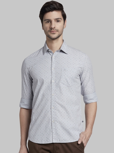 

Parx Men Grey & Brown Slim Fit Printed Casual Shirt