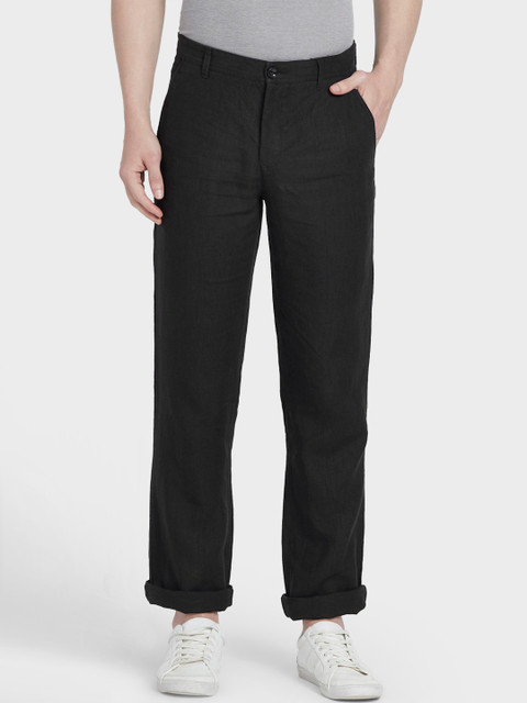 

ColorPlus Men Black Tapered Fit Solid Regular Trousers