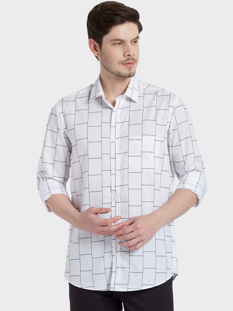 

ColorPlus Men White & Black Tailored Fit Printed Casual Shirt