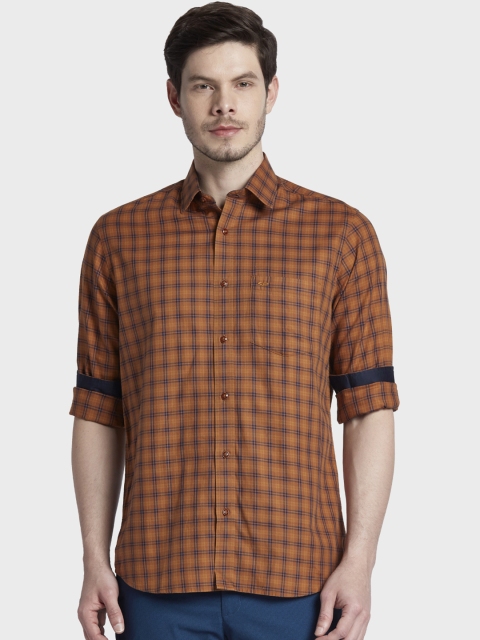 

ColorPlus Men Mustard Yellow Tailored Fit Checked Casual Shirt