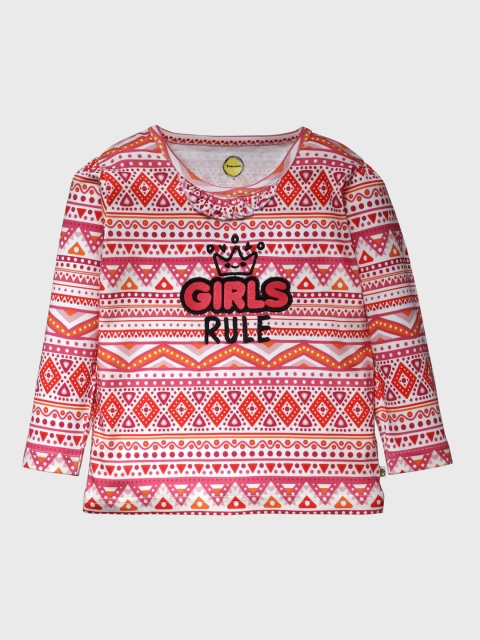 

Pranava Girls Red & White Organic Cotton Printed Top