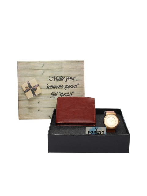 

Hobforestessentials Men Watch & Wallet Gift Set, Gold