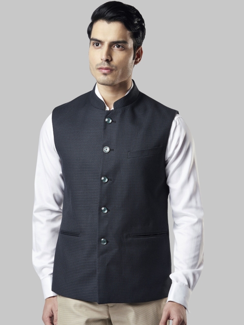

Raymond Men Green Woven Design Nehru Jacket