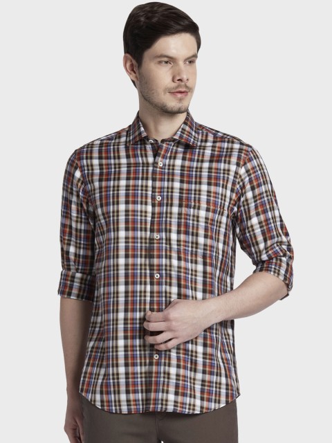 

ColorPlus Men Brown & Beige Tailored Fit Checked Casual Shirt