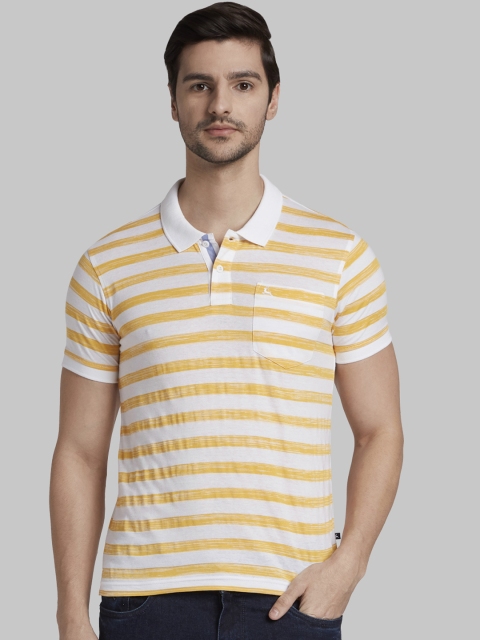 

Parx Men Yellow Striped Polo Collar T-shirt