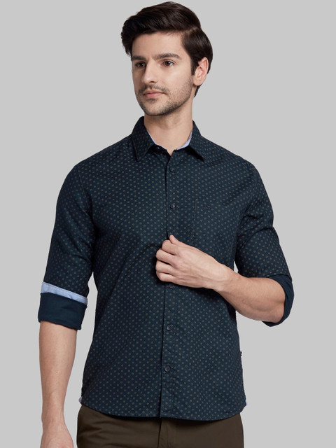 

Parx Men Blue Slim Fit Printed Formal Shirt
