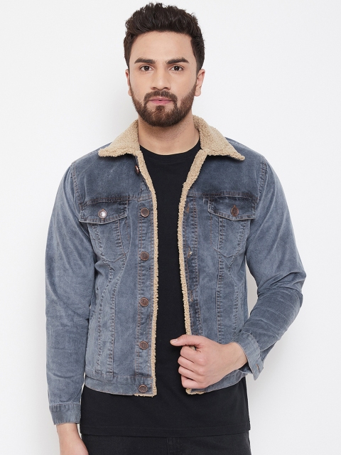 

FUGAZEE Men Blue Solid Denim Jacket