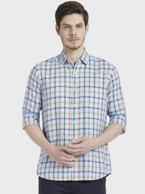 

ColorPlus Men Blue & Red Tailored Fit Checked Casual Shirt