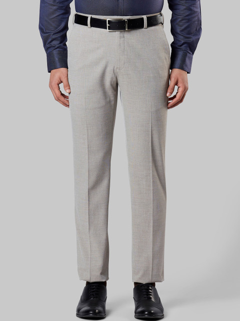 

Raymond Men Beige Slim Fit Self Design Formal Trousers