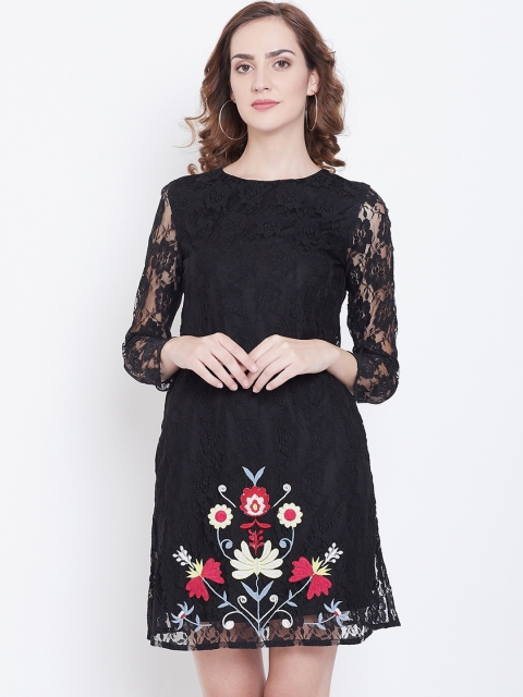 

DODO & MOA Women Black Self Design Sheath Dress