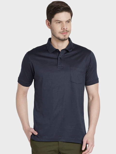 

ColorPlus Men Navy Blue Solid Polo Collar T-shirt