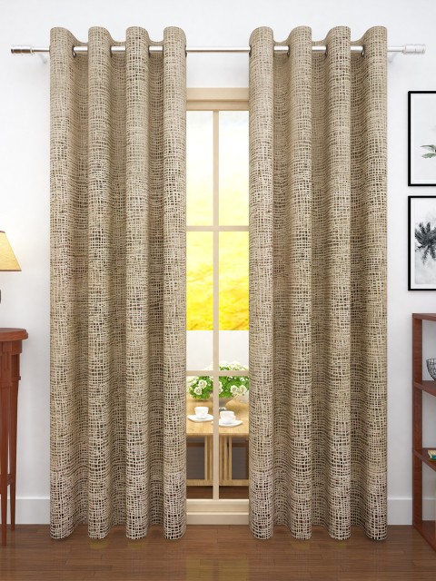 

Story@home Set of 2 Beige & Black Jacquard Textured Door Curtains