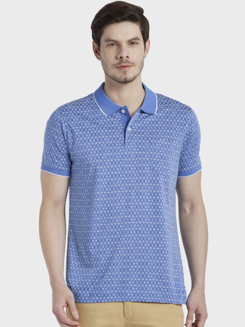 

ColorPlus Men Blue Printed Polo Collar T-shirt
