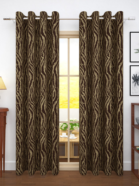 

Story@home Brown Set of 2 Jacquard Textured Door Curtains