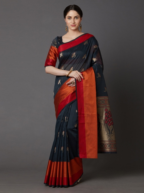 

Mitera Black & Golden Silk Blend Woven Design Banarasi Saree