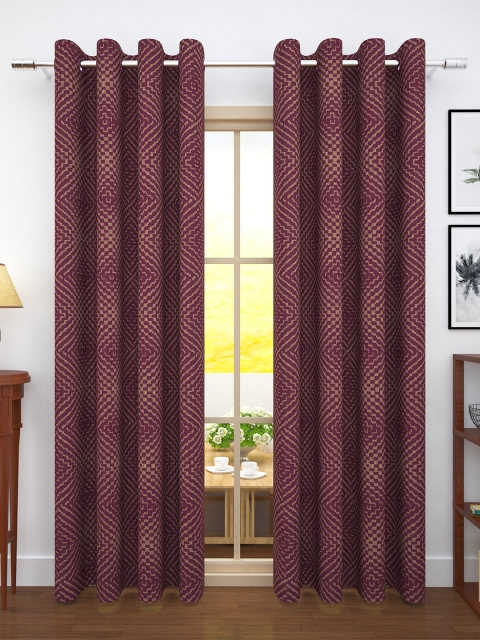 

Story@home Magenta Set of 2 Jacquard Textured Jacquard Textured Door Curtains