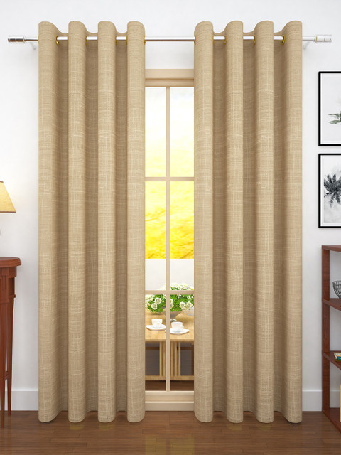

Story@home Beige Set of 2 Jacquard Textured Door Curtains