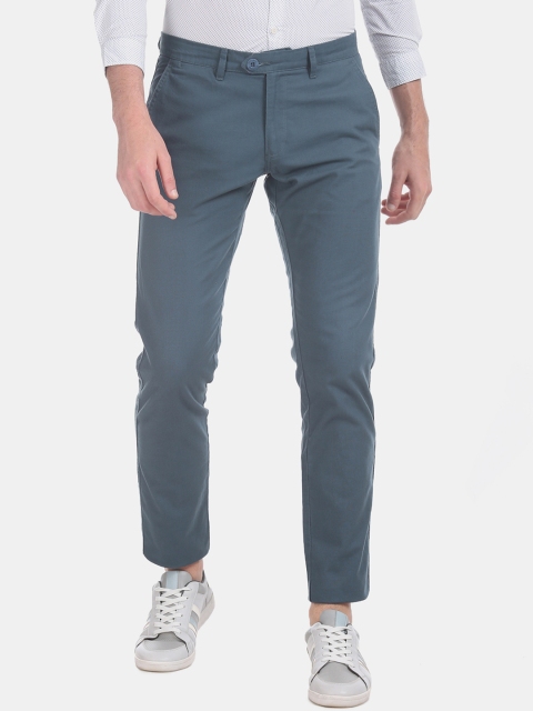 

Ruggers Men Blue Slim Fit Solid Regular Trousers