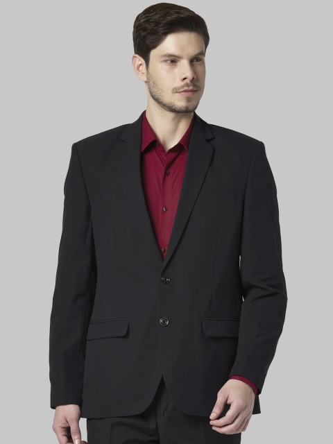 

Park Avenue Men Black Solid Single-Breasted Formal Blazer