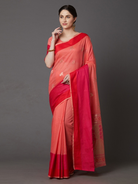 

Mitera Pink Silk Blend Woven Design Banarasi Saree