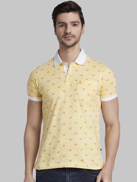 

Parx Men Yellow Printed Polo Collar T-shirt