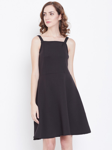 

DODO & MOA Women Black Solid Fit and Flare Dress