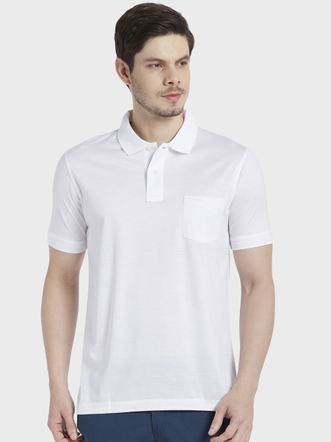 

ColorPlus Men White Solid Polo Collar T-shirt