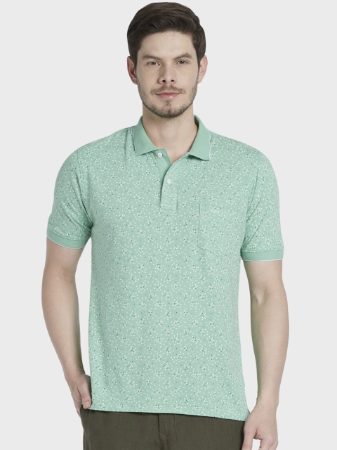 

ColorPlus Men Green & White Printed Polo Collar T-shirt