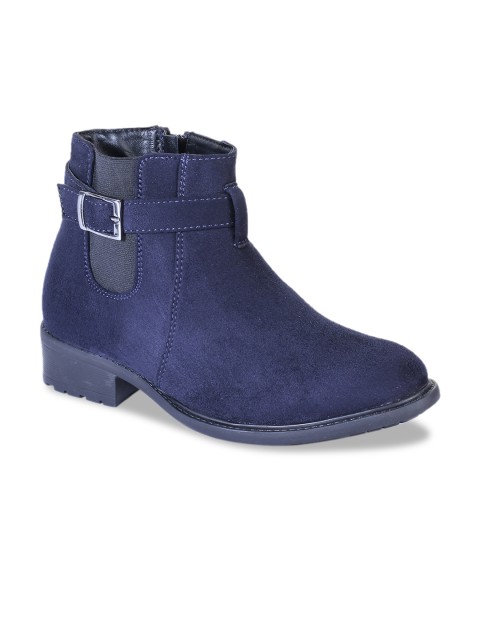 

Bruno Manetti Women Navy Blue Suede Flat Boots