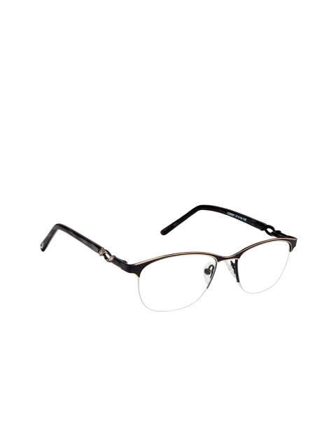 

Cardon Unisex Black Solid Half Rim Oval Frames