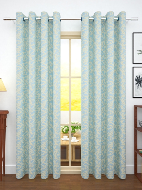 

Story@home Set of 2 Turquoise Blue & Beige Jacquard Textured Door Curtains