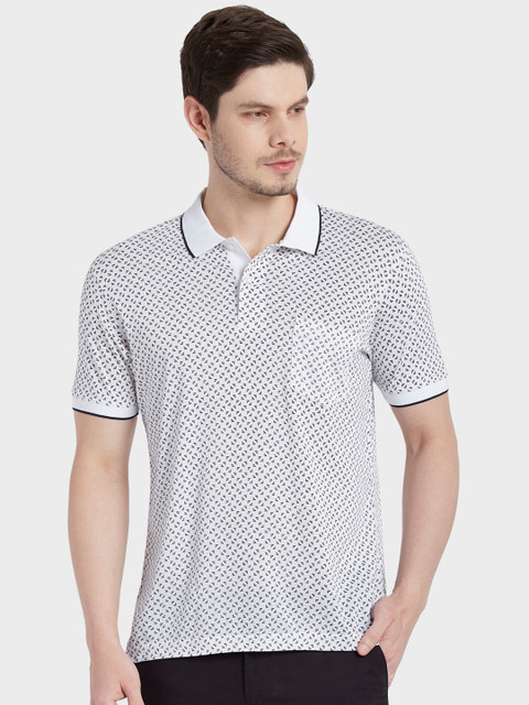 

ColorPlus Men White Printed Polo Collar T-shirt
