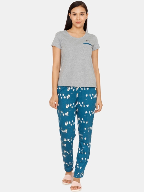 

Zivame Women Grey & Blue Solid Night suit ZI605KFASH0BLUE